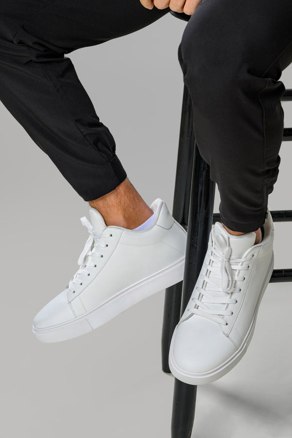Mens White Italian Leather Tall Elevator Shoe Lifts - 2 Inch Height Gain